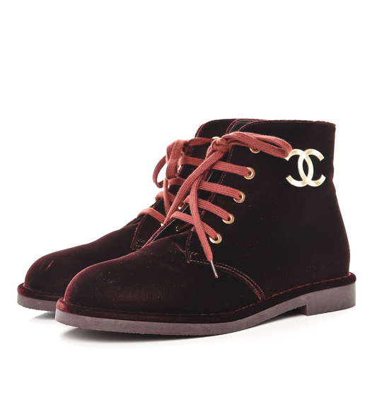 Chanel Women's CC Desert Ankle Boots Velvet