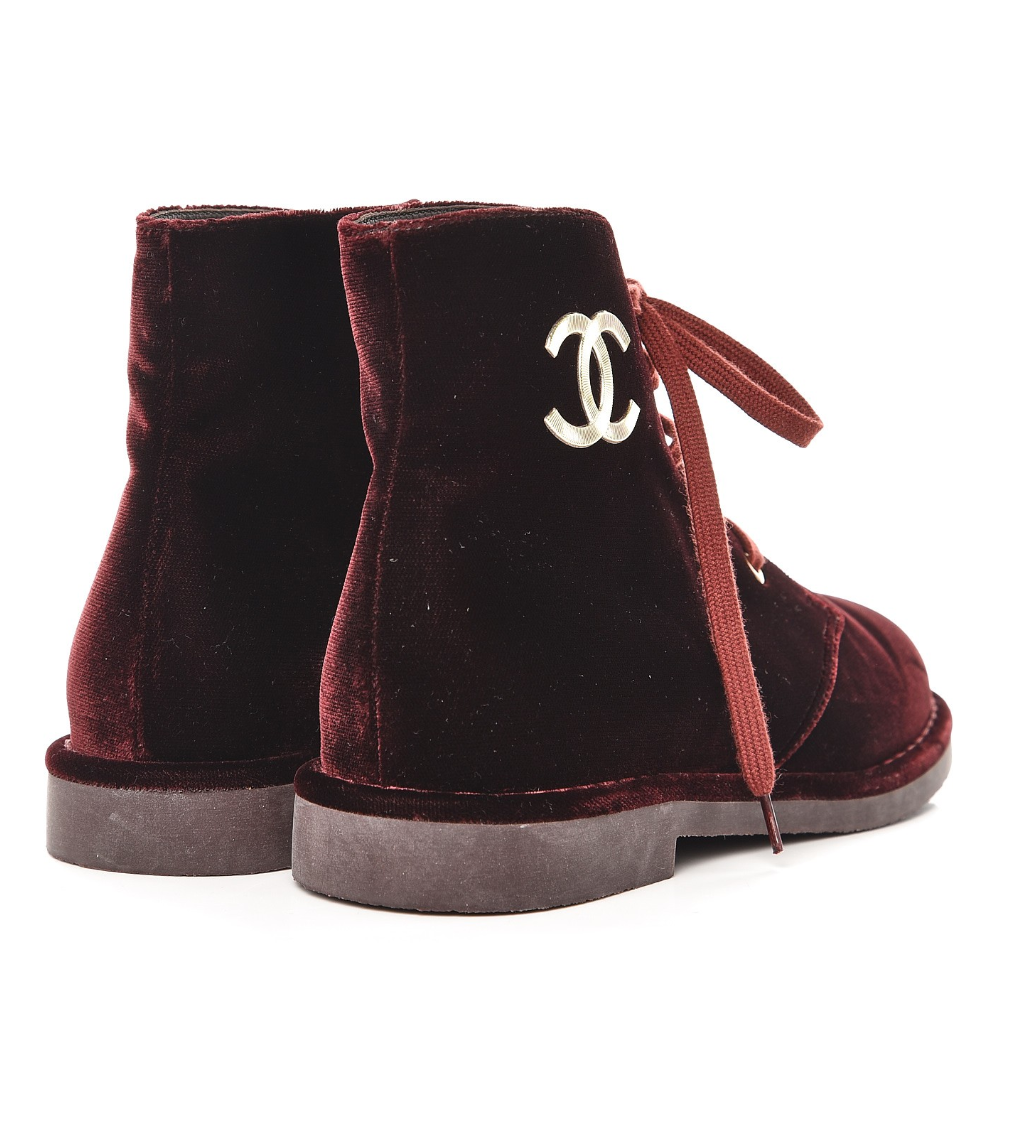 Chanel Women's CC Desert Ankle Boots Velvet